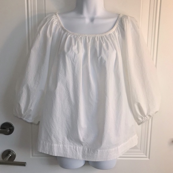 🔴 4/$15 H&M off-white cotton peasant lightweight top blouse size S in EUC - Picture 4 of 14